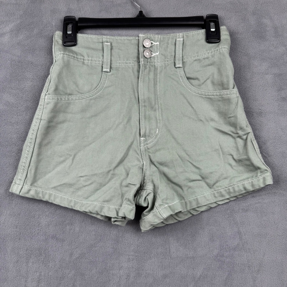 Levi's High Waisted Mom Shorts Size 25 Sage Green Denim Button Fly